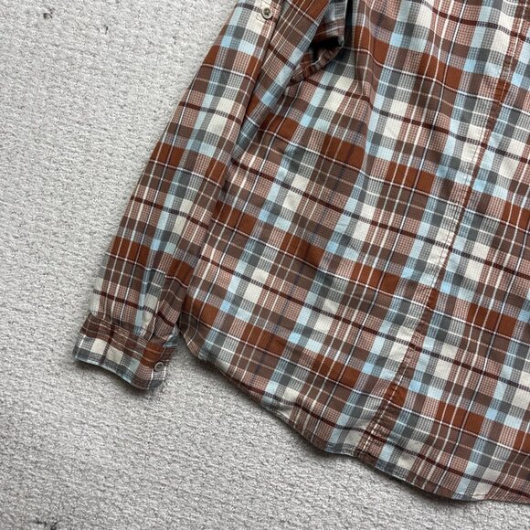 Marmot Womens XL Rust Orange Plaid Button Up Shirt Long Sleeve Fitted Outdoors - Picture 10 of 11